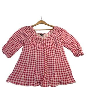 NWT pink checker 3/4 sleeve blouse
